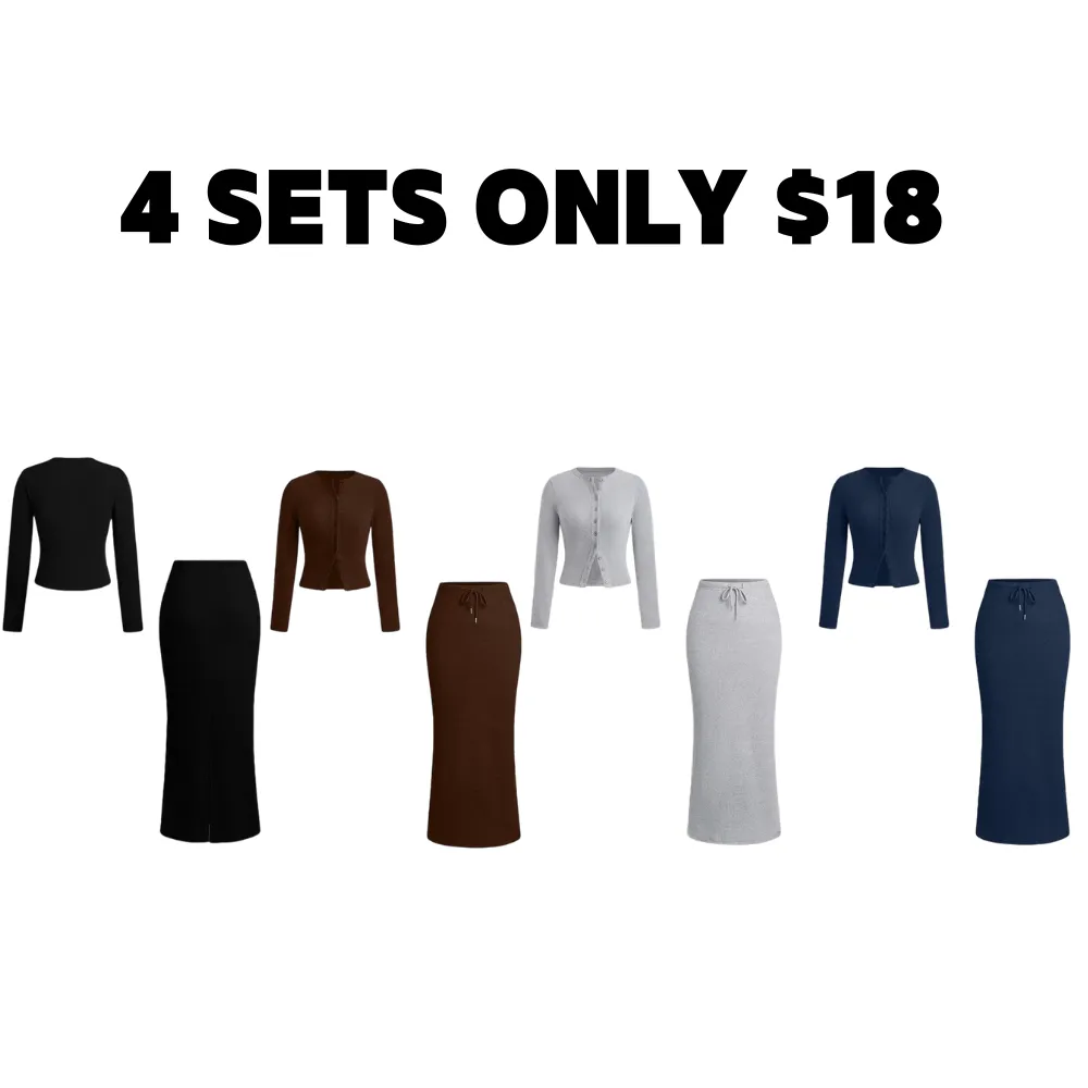 Women's Slim-Fit Long Sleeve Knitted T-Shirt Set, Elegant A-Line Skirt, Spring & Fall Fashion, Basic Style, Moderate Fabric