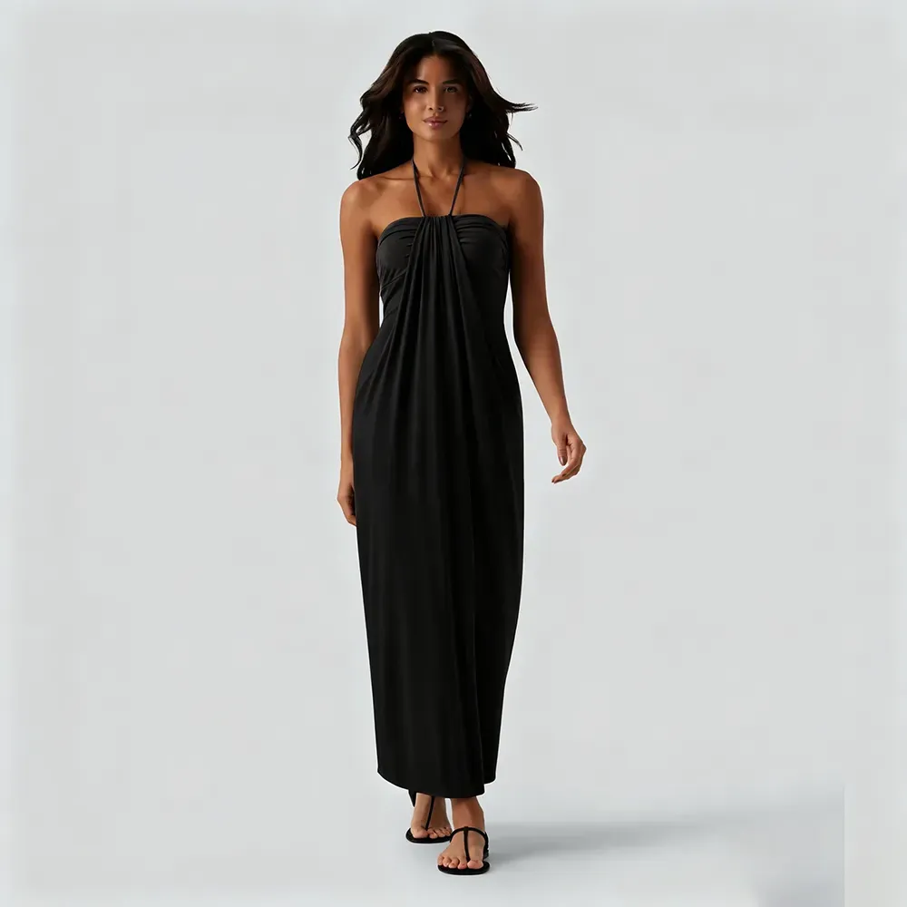 Halter Tie Back Maxi Dress with Pockets