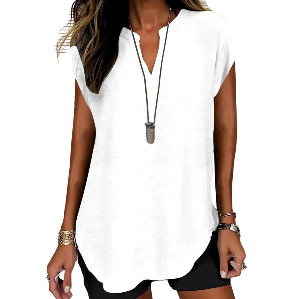 Women's Plain Notched Neck Fitted Blouse Shirts, Casual Classy Elegant Minimalist Basic Top