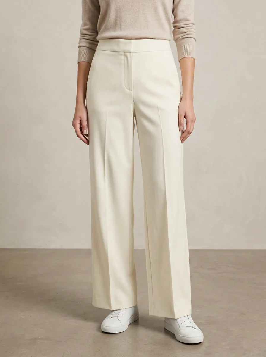 Structured Tailored Wide-Leg Trousers
