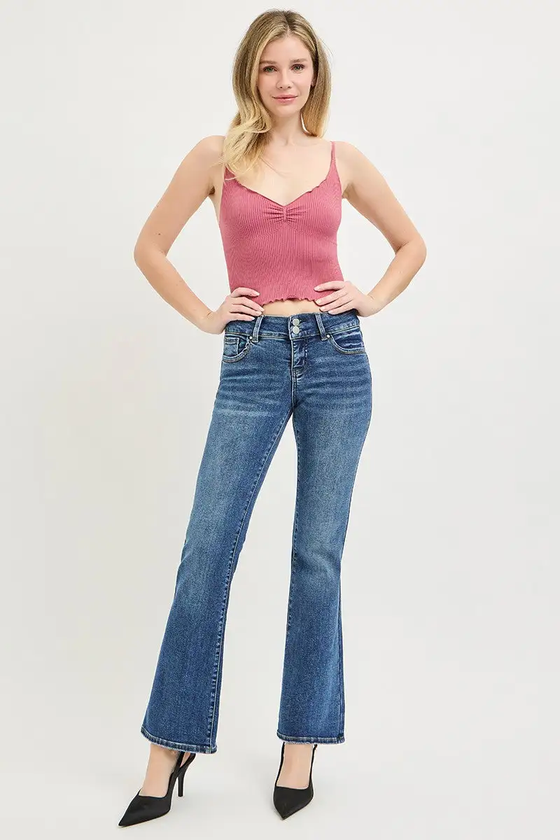 Low Rise Flare Leg Denim Jeans
