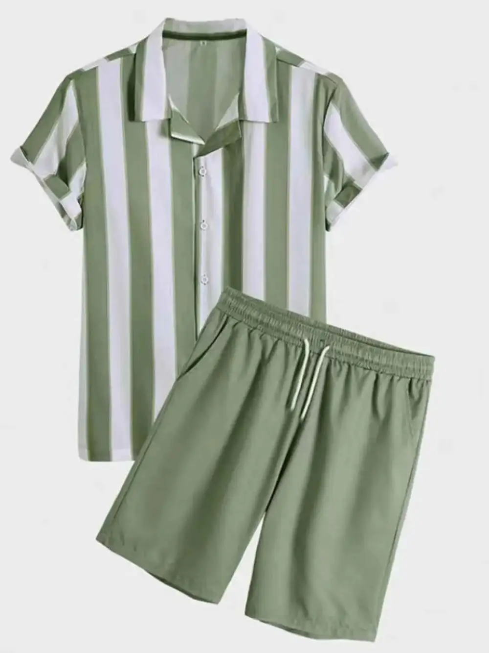 Striped Casual Shirt and Shorts Set