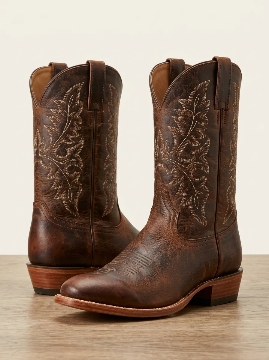 Men's Southwestern Floral Country Style Western Cowboy Boots