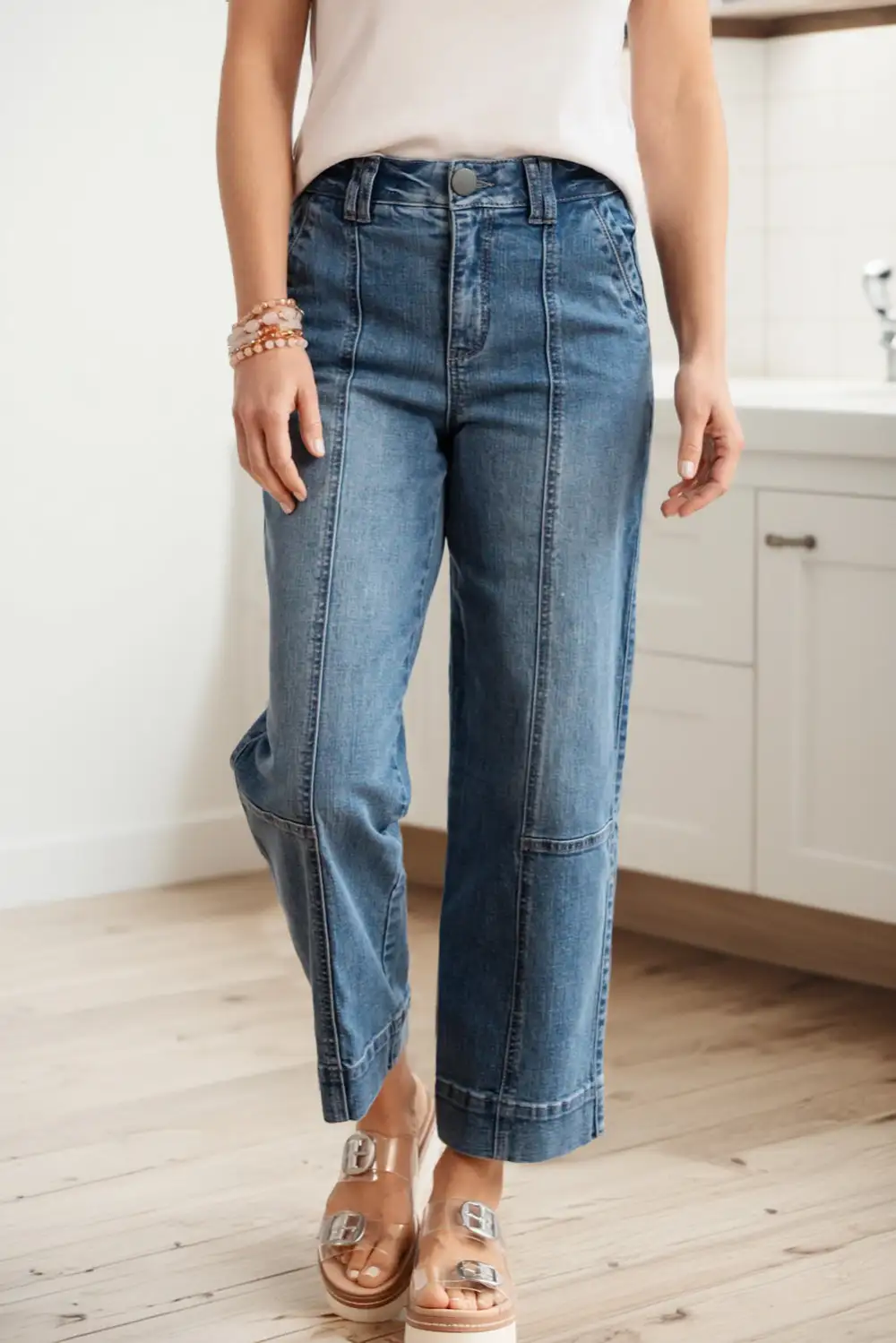 Sharp Straight Leg Denim Jeans
