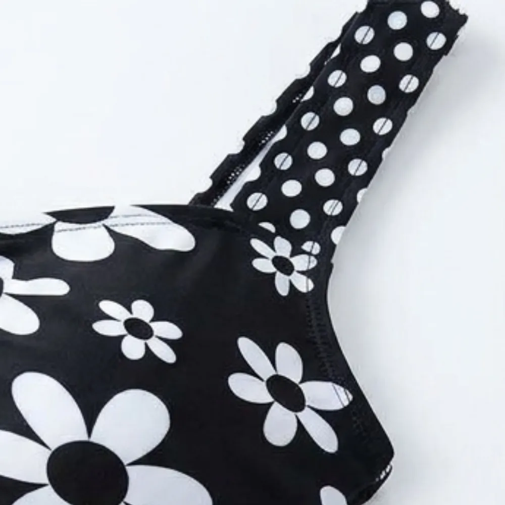 Floral Halter Swimdress With Skirted Hem