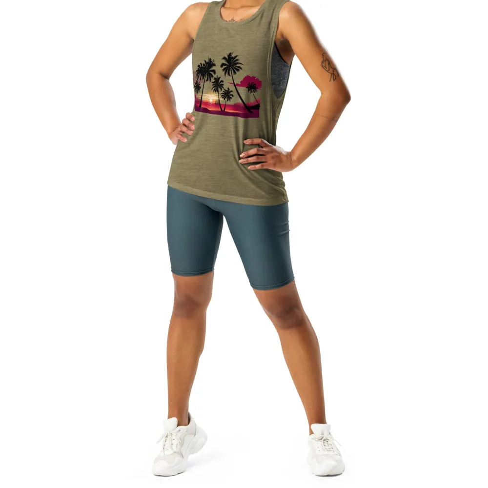 Ladies Muscle Tank Palms and Sunset Tank Top