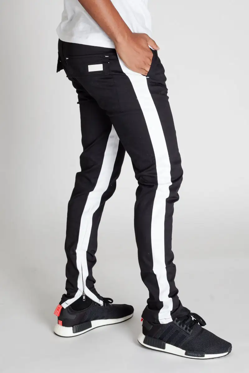 Men's Streetwear Skinny Raw Hem Track Pants