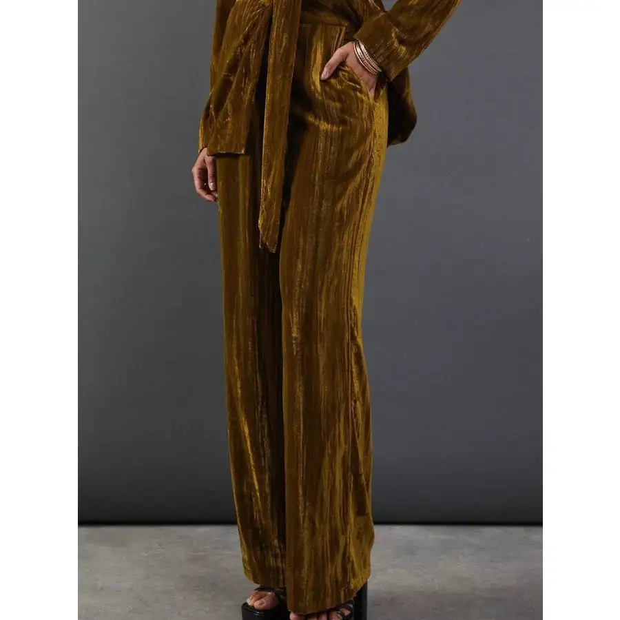 Velvet Lapel Collar Blazer and Pants Set