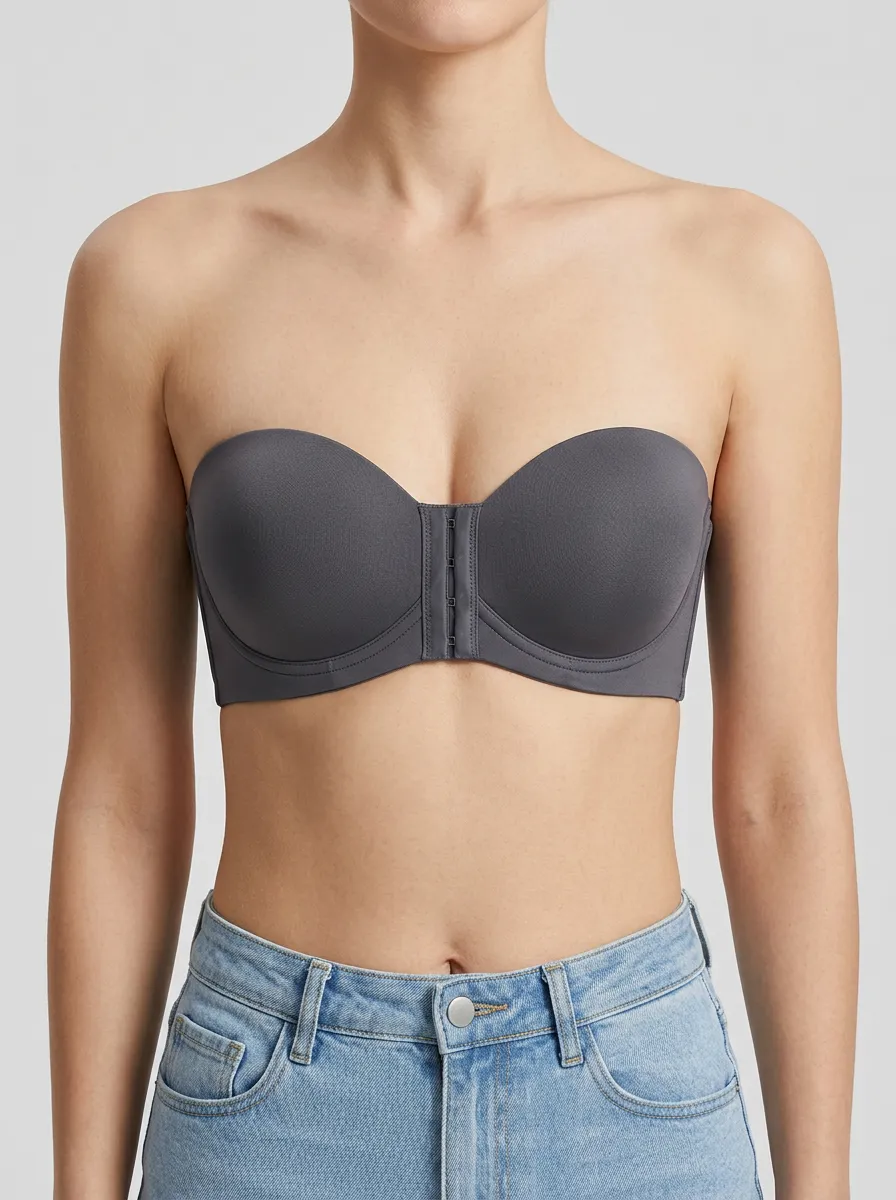 Women's Underwire Defined-Shape Front-Closure Strapless Bra