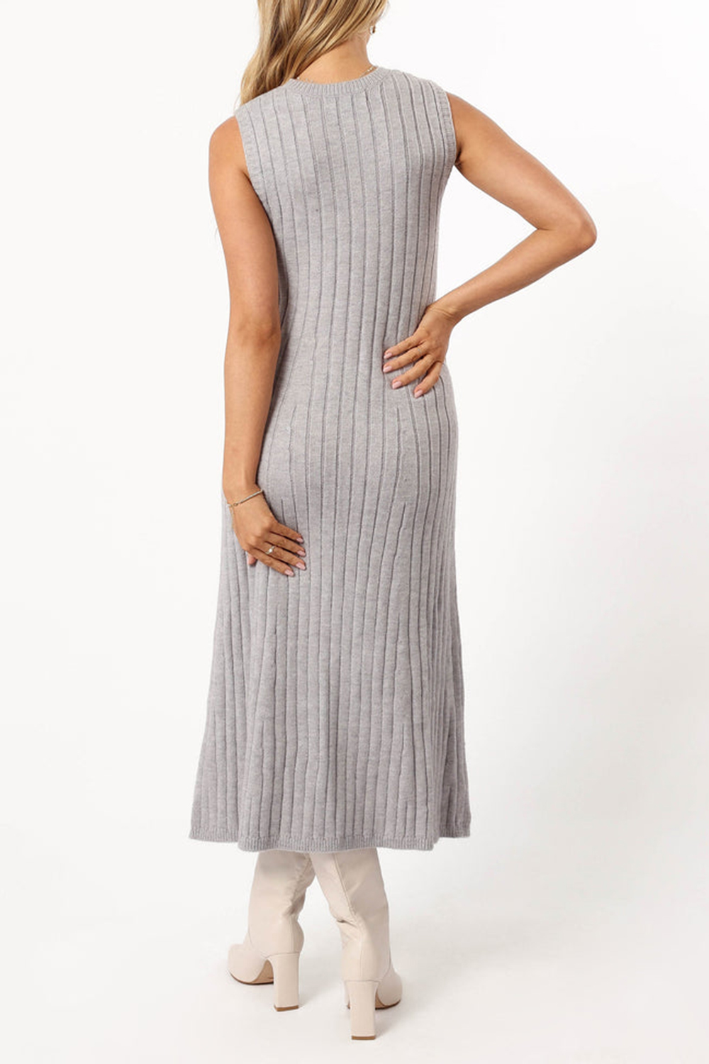 GREY KNIT MIDI DRESS