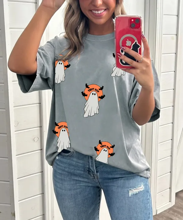 Round-Neck Short-Sleeve Relaxed-Fit Graphic T-Shirt