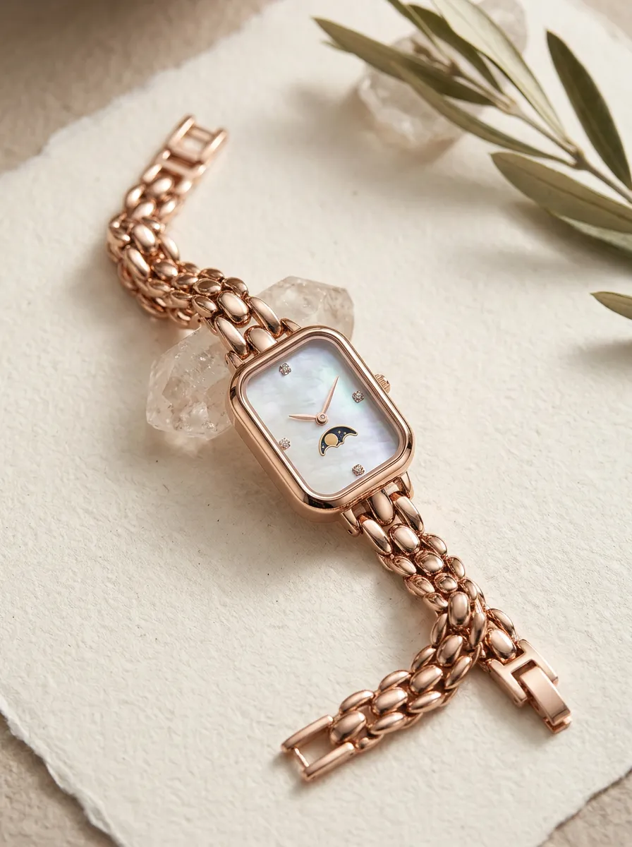 Rose Gold Moon Phase Watch