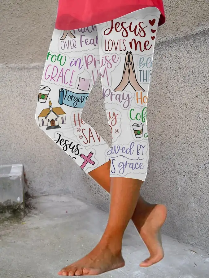 Women's Faith Print Stretch Leggings