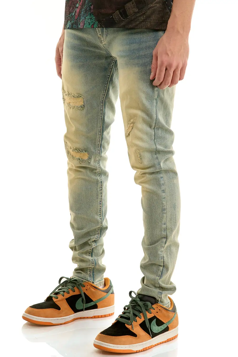 Men's Modern Skinny Distressed Zip Detail Jeans