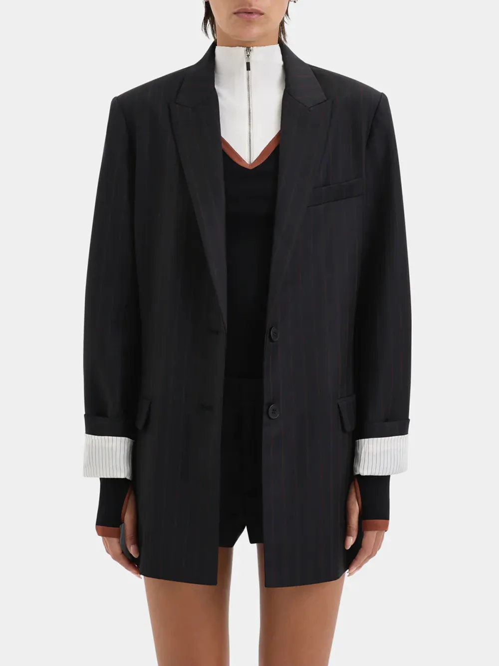 Casual Style Red Pinstripe Blazer