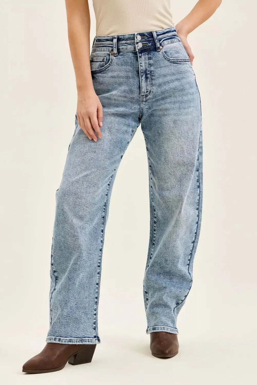 Structured High Waist Denim Jeans