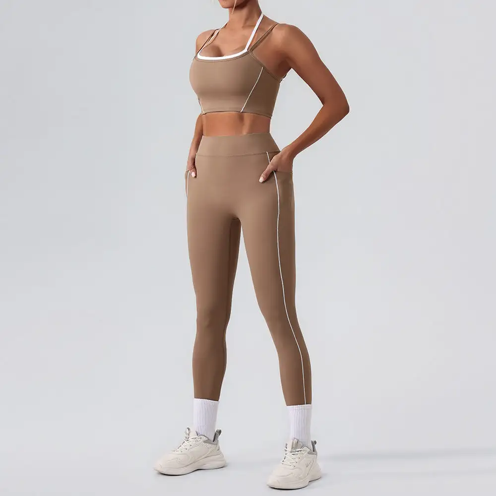 Contrast-Trim Backless Top and Shorts Active Set