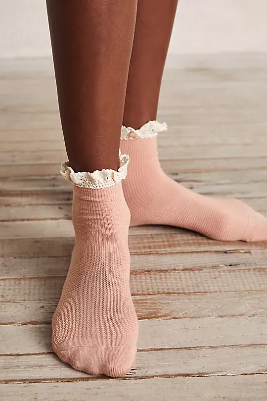 Waffle Knit Ankle Socks Purple