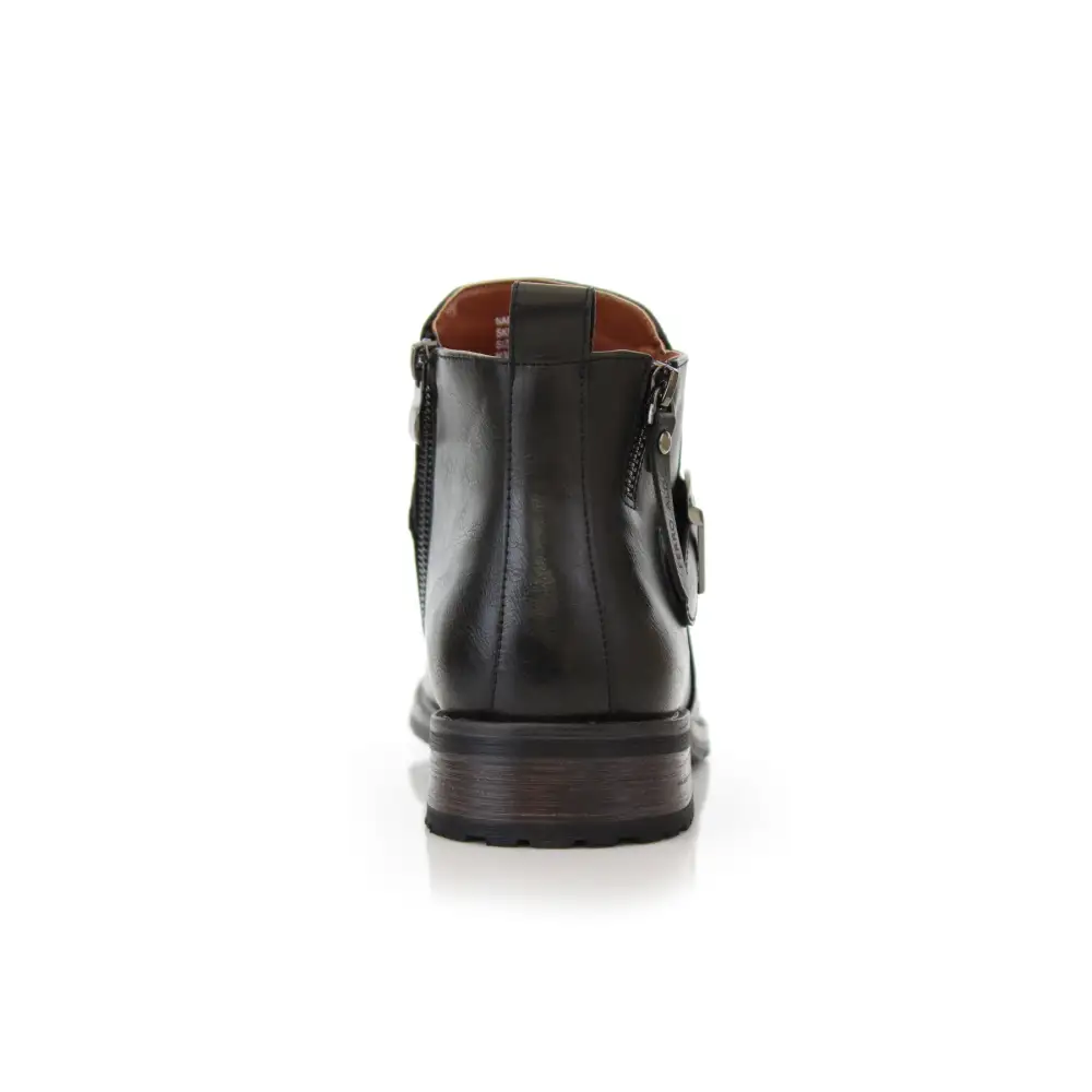 Faux-Leather Zip-Up Slip-On Chelsea Boots