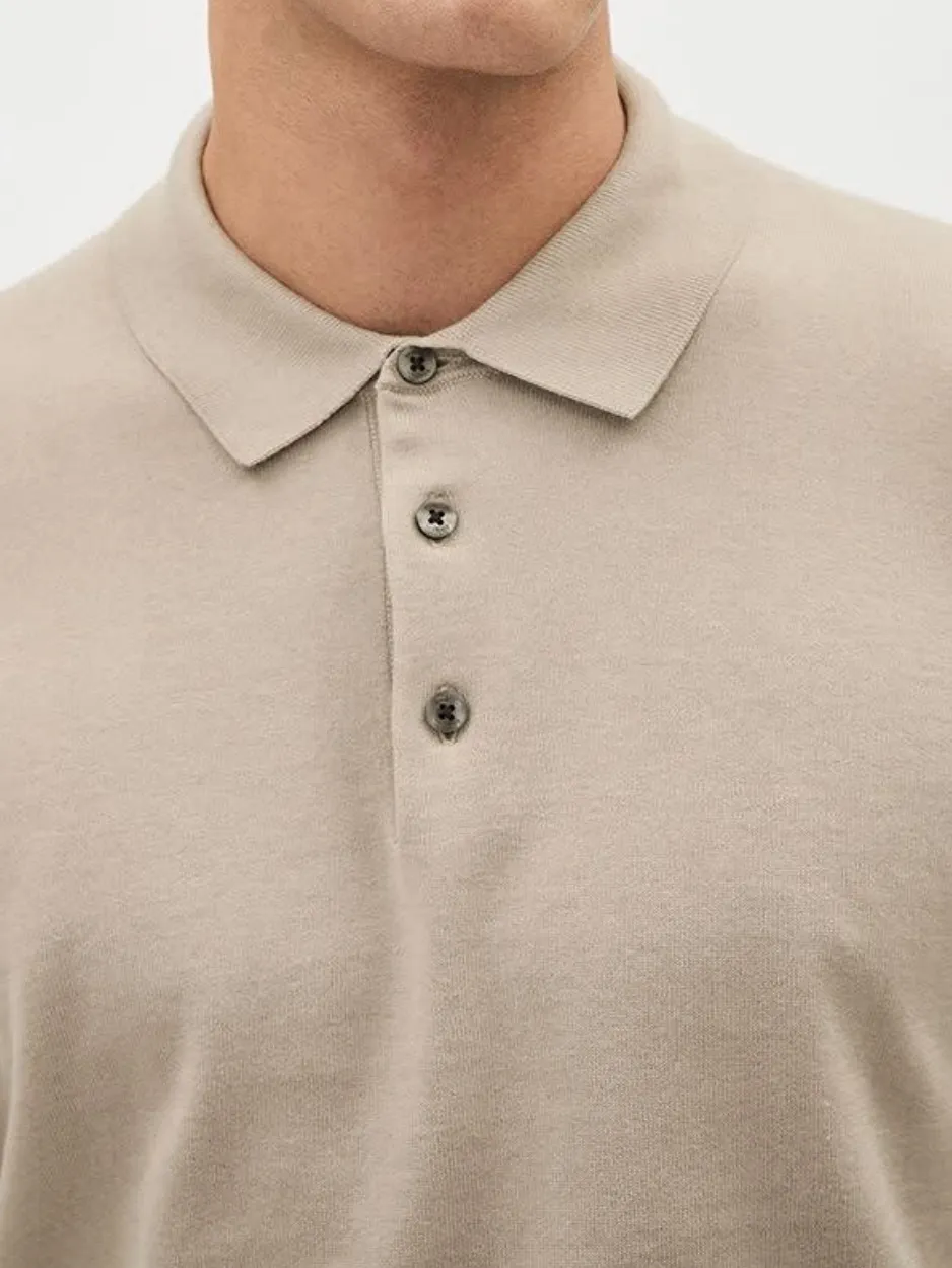 Chocolate Aroma Cotton Long-Sleeve Polo Sweater