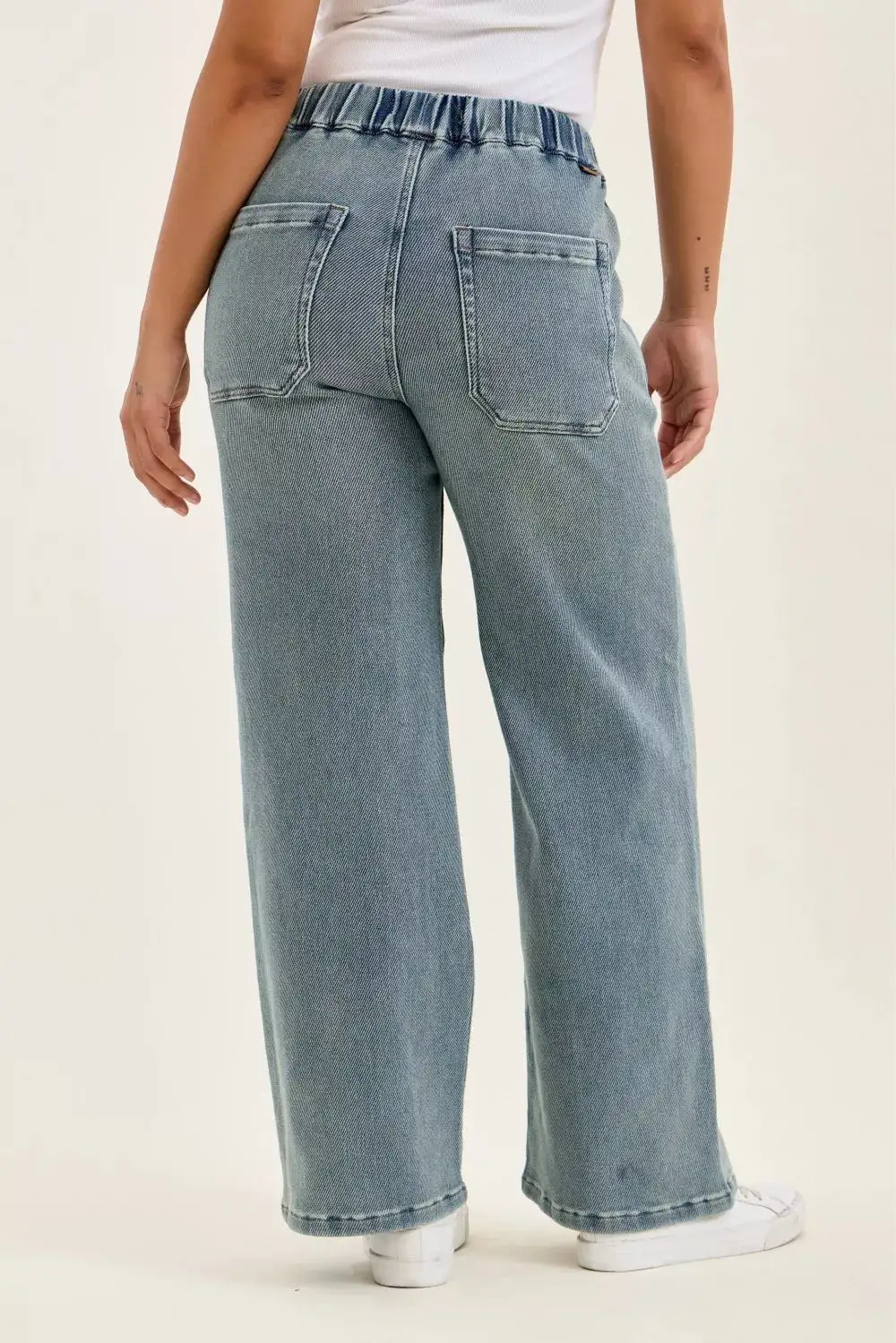 High Rise Drawstring Wide Leg Jeans