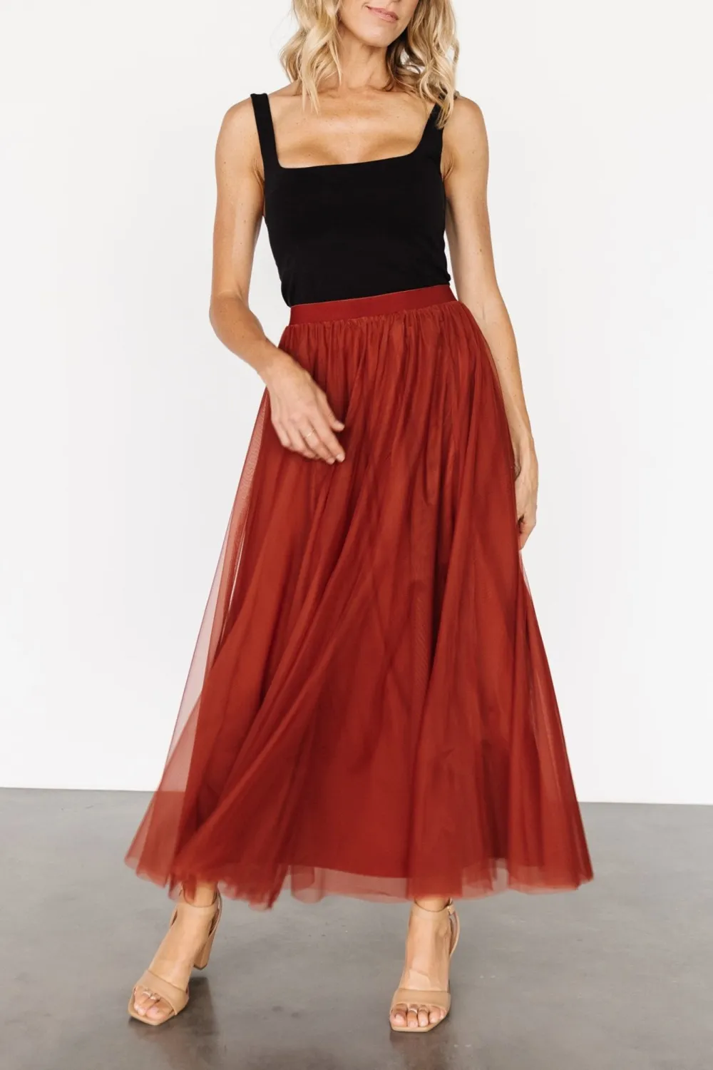 Minimalist High-Waisted Temperament Tulle Skirt
