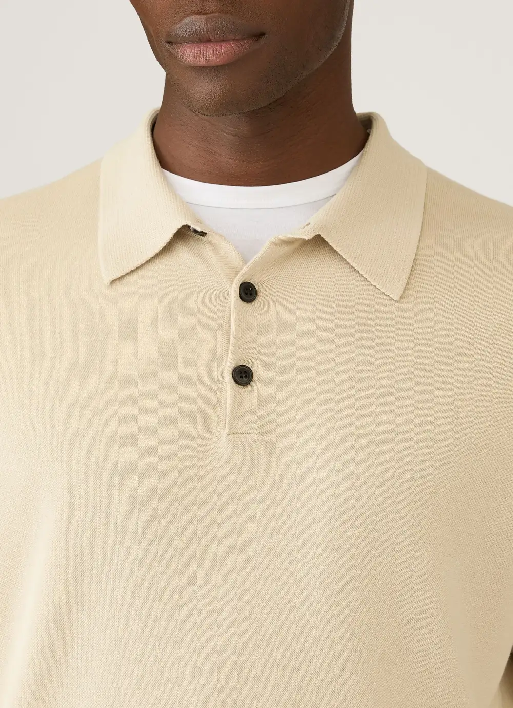 Refined Everyday Slim Fit Sea Island Cotton Knit Long Sleeve Polo Shirt