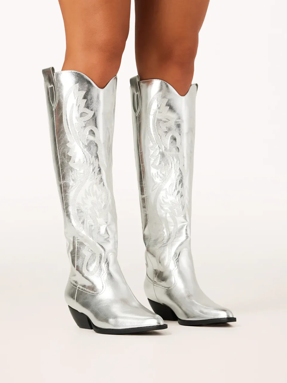 Modern Western Cowboy Embroidered Knee-High Boots