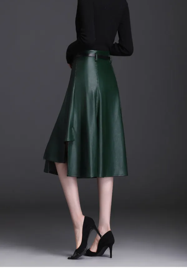 Easygoing Leather Look Buckle Dresses