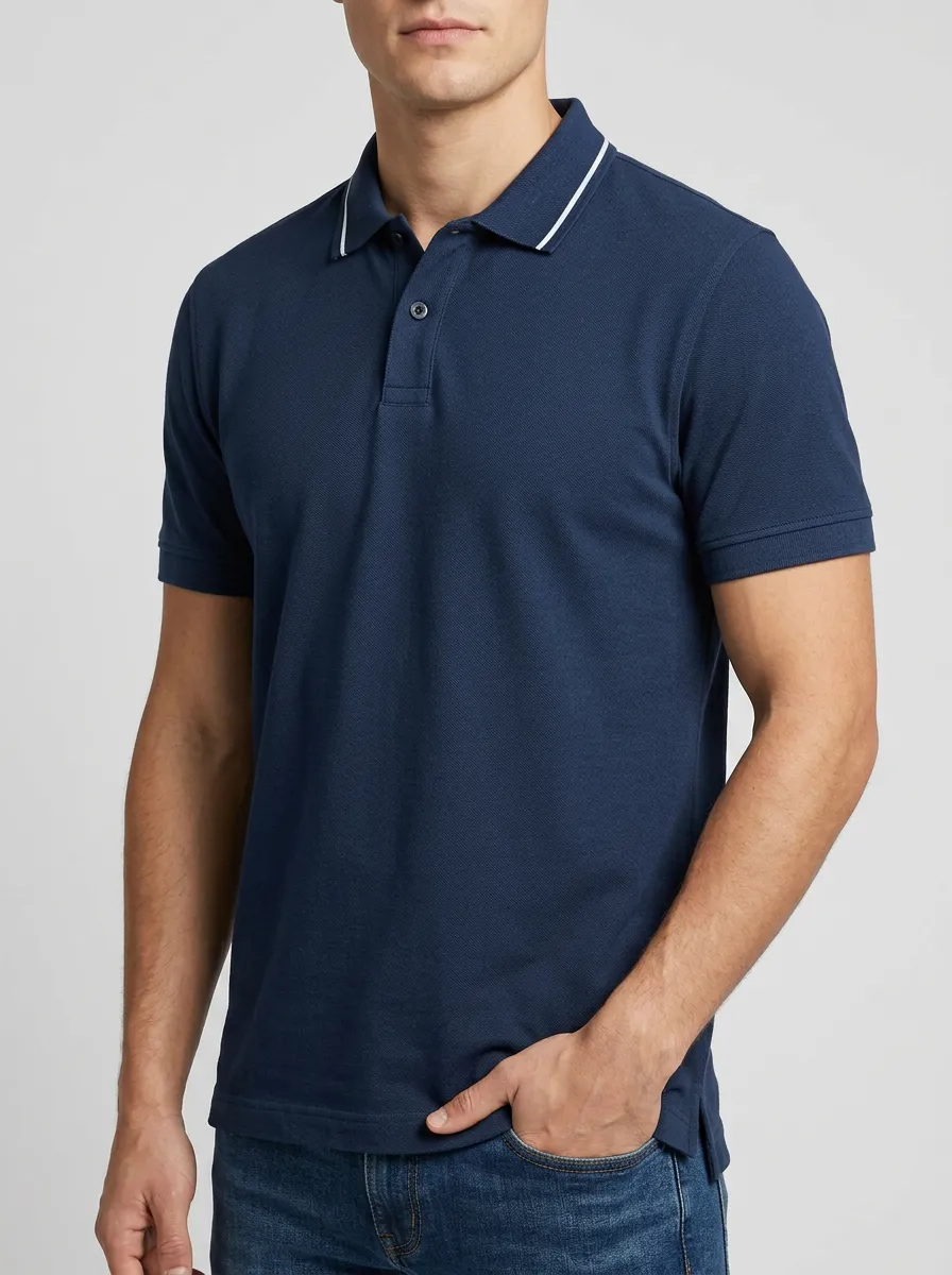 Women's Refined Tipped-Collar Collared Polo Shirt