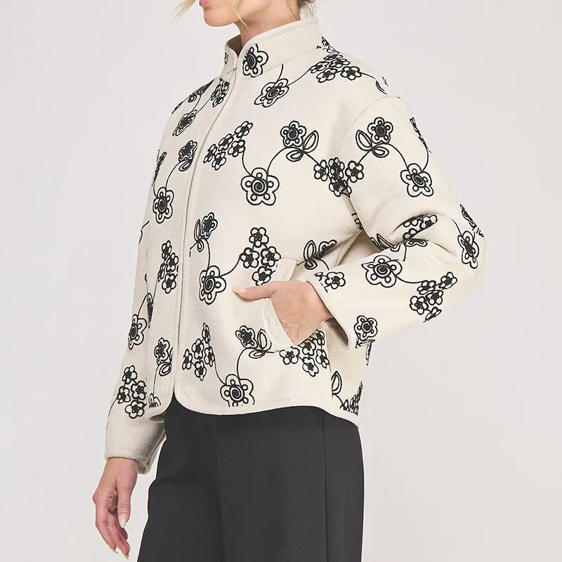Floral Sherpa Suede Jacket