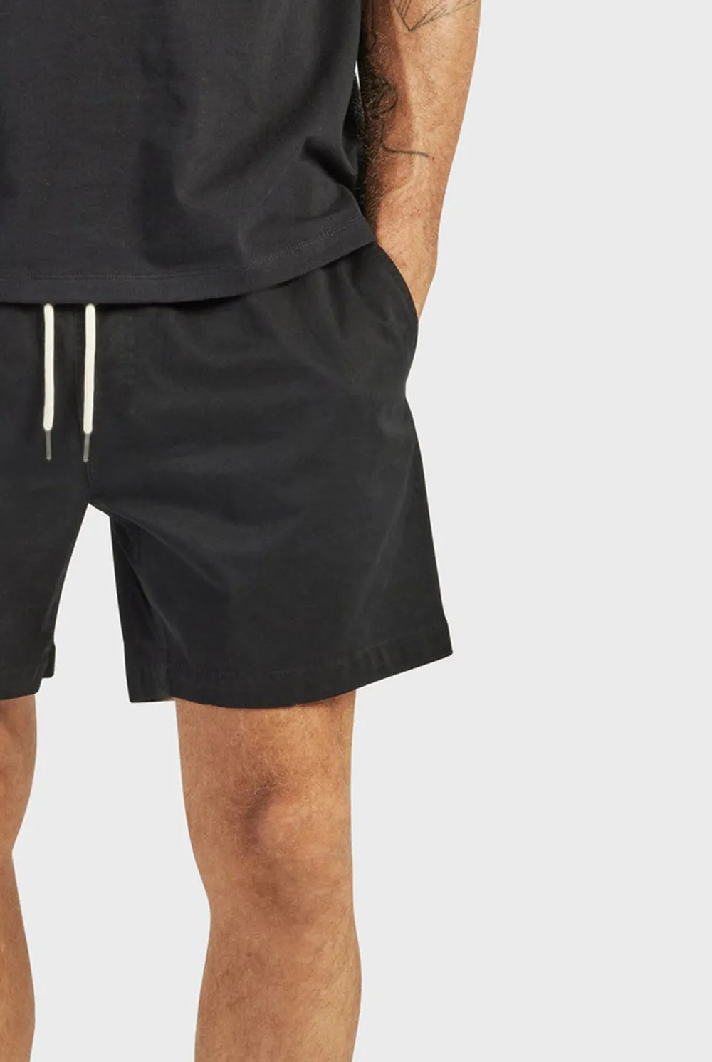 Black Cotton Drawstring Shorts
