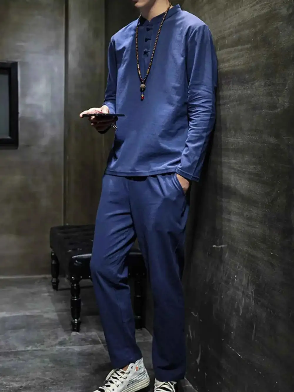 Button Detail Long Sleeve Top and Pants Set