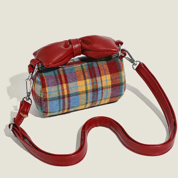 Checkered Bow Casual Crossbody Bag