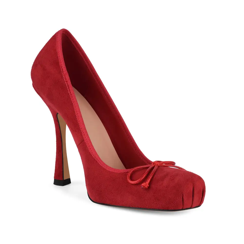 Suede Finish Leopard Pattern Square Toe Stiletto Pumps