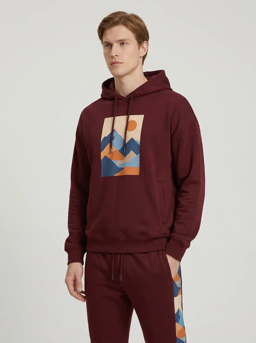 Men's Outdoor Nature Lover Mountain Sun Printed Tracksuit