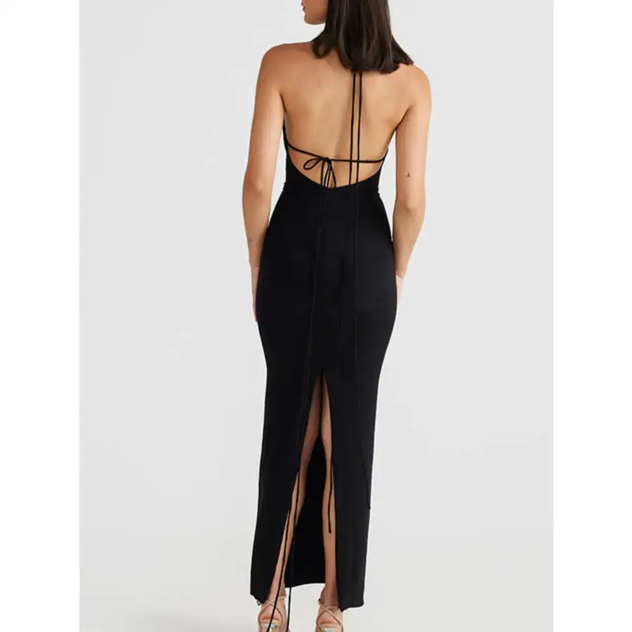 Backless Slit Sleeveless Bodycon Maxi Dress