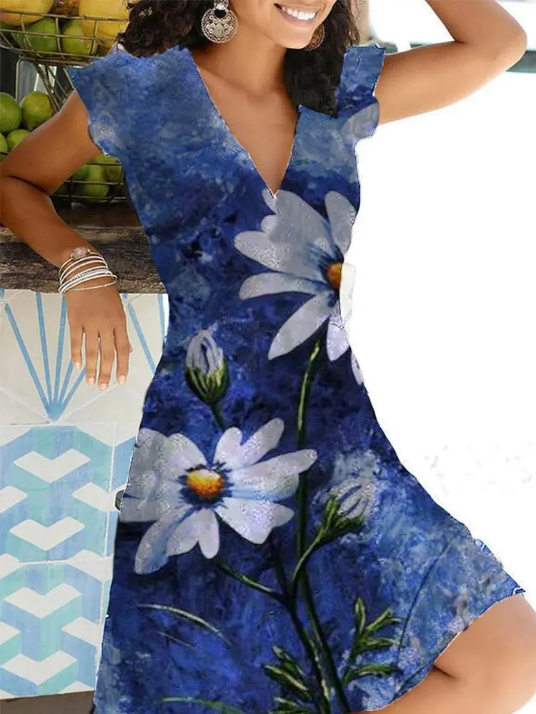 Short Sleeve Sweet Print Dress
