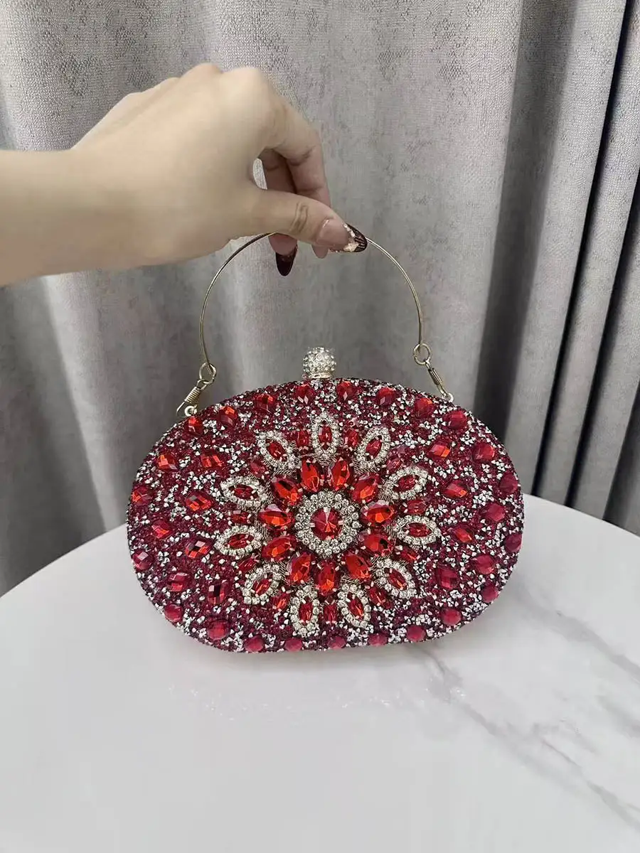 Geometric Rhinestone Shimmer Clutch Bag