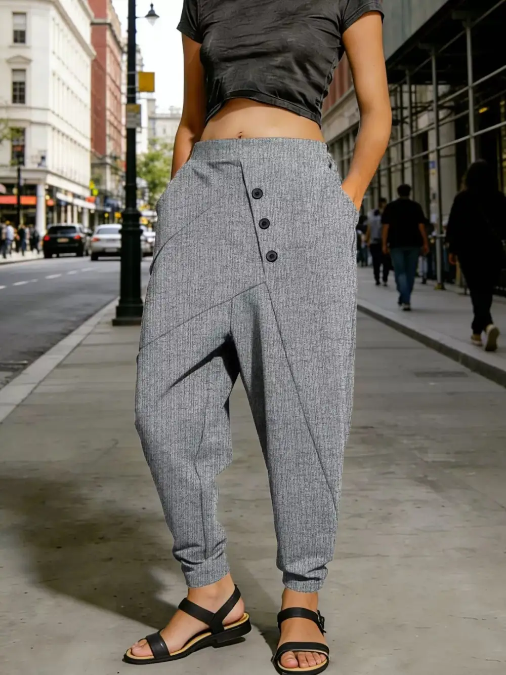 Classic Plus Size Casual Elastic Waist Harem Pants