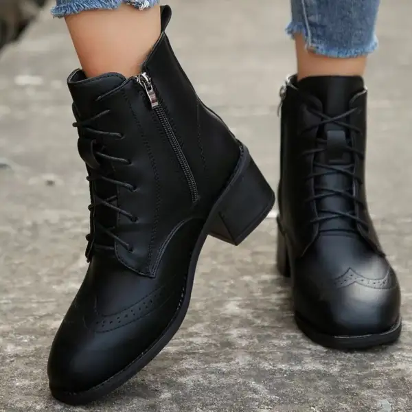 Lace-Up Zip Riding Boots