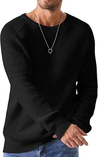 🧶 Men’s Waffle Knit Crewneck Sweater – Effortless Warmth. Everyday Style.