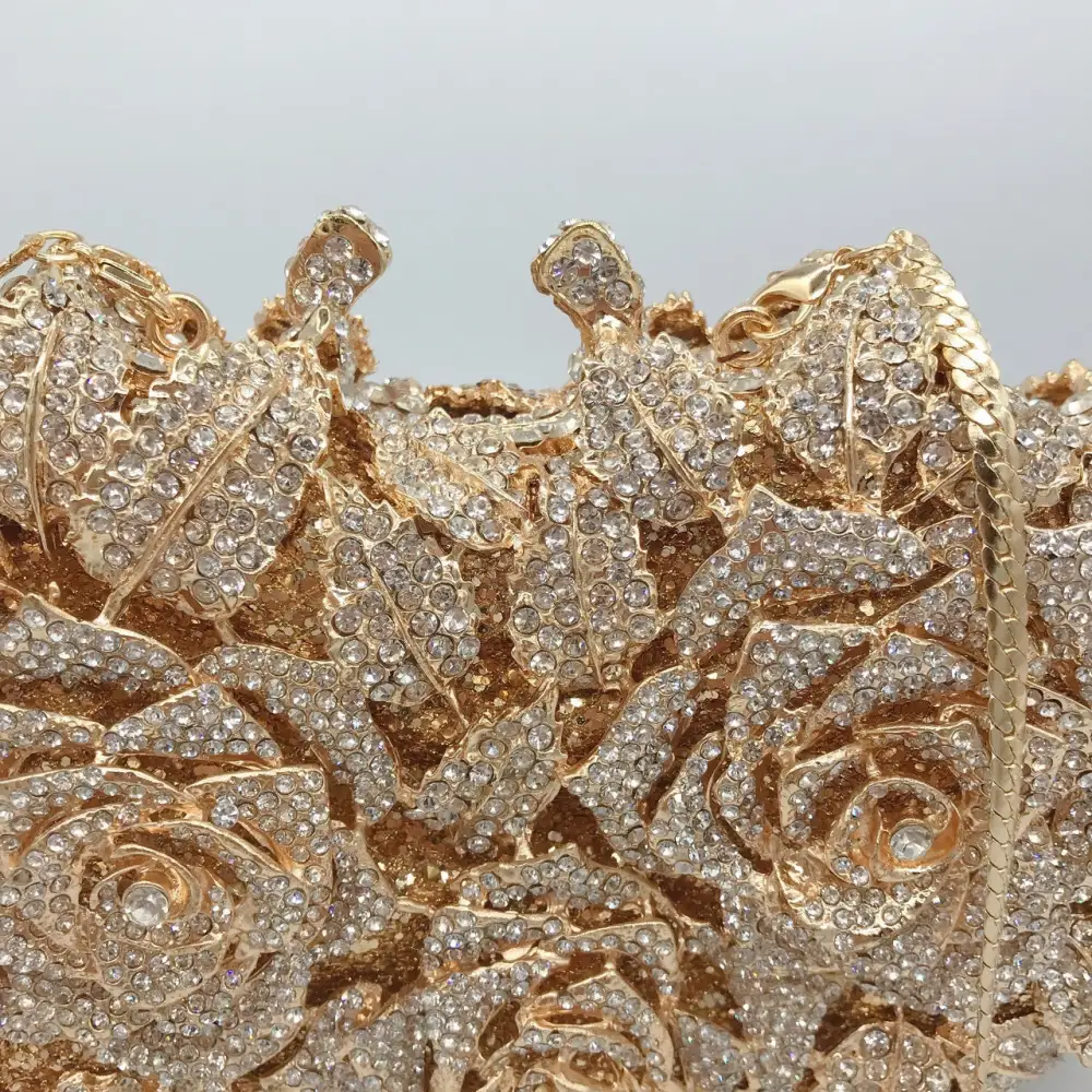 Rhinestone Floral Box Clutch Bag