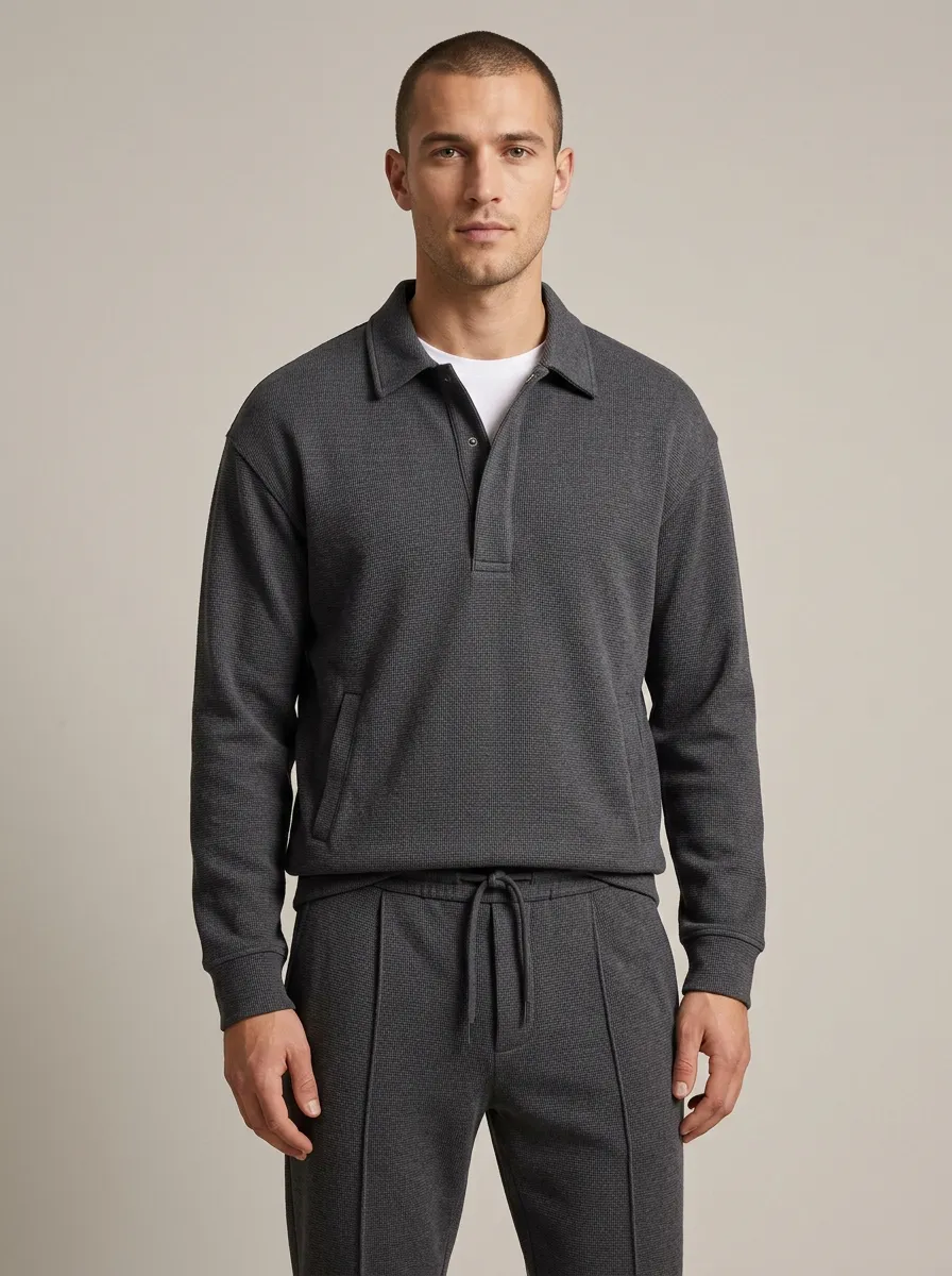 Men's Minimal Polo Collar Jacket and Jogger Pants Set