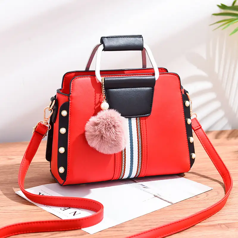 Chic PU Leather Shoulder Bag Beaded Flap Stylish