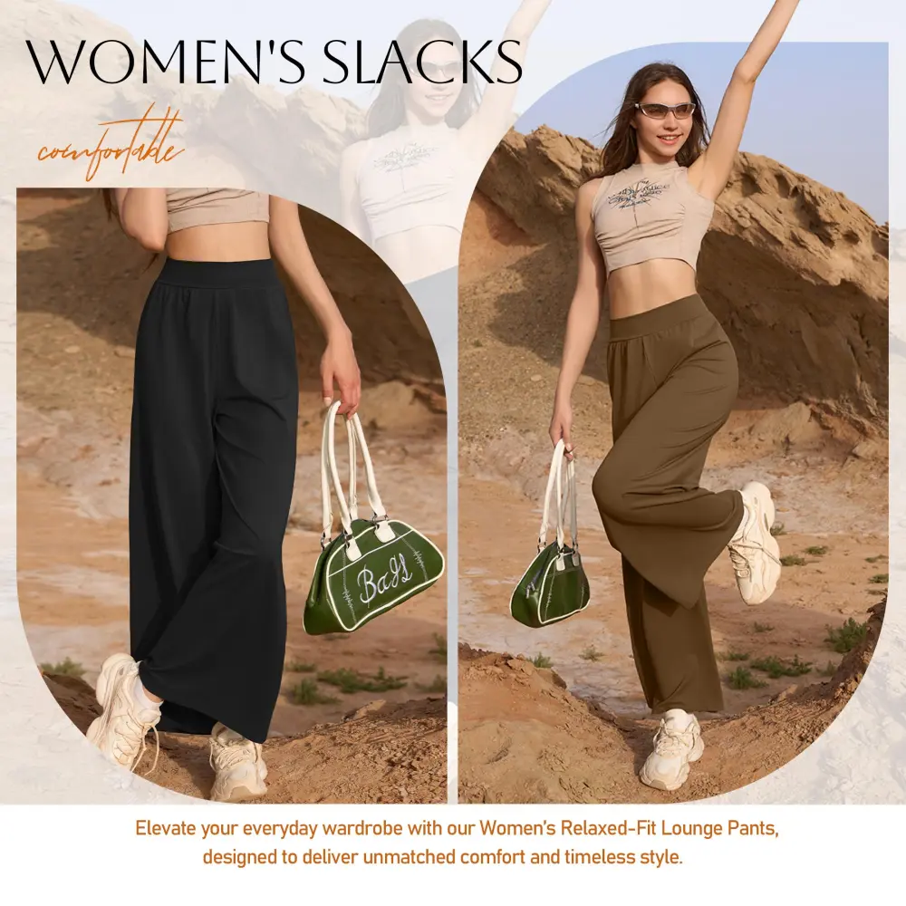 Women's High Waist Wide Leg Casual Pants