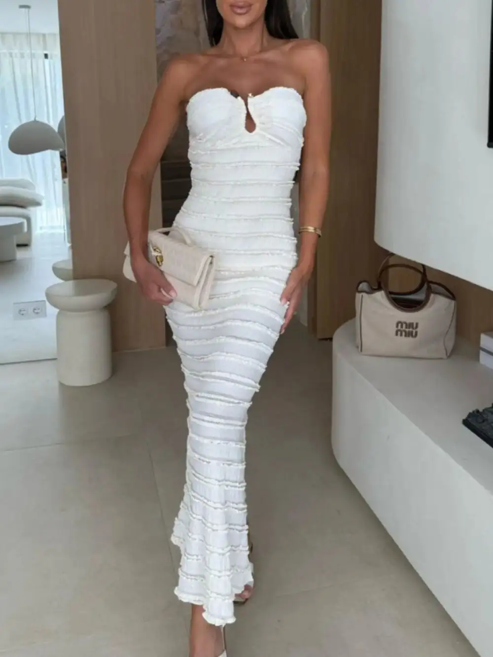 Modern Ruched Maxi Dress