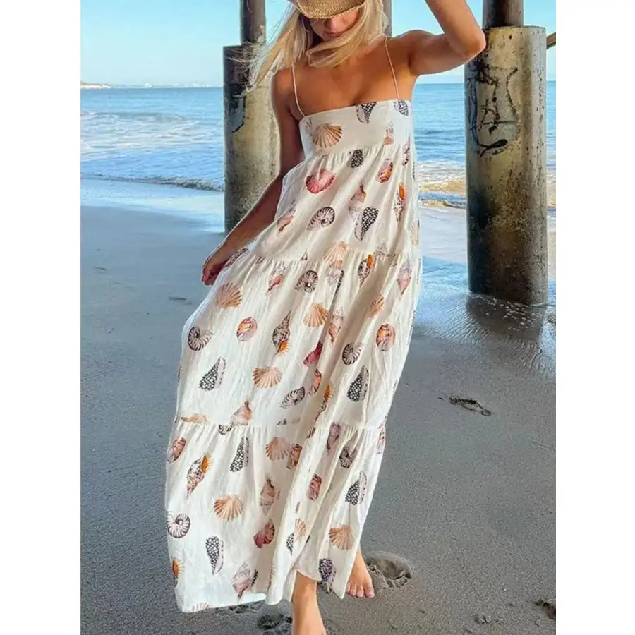 Relaxed Printed Square Neck Cami Maxi Dress