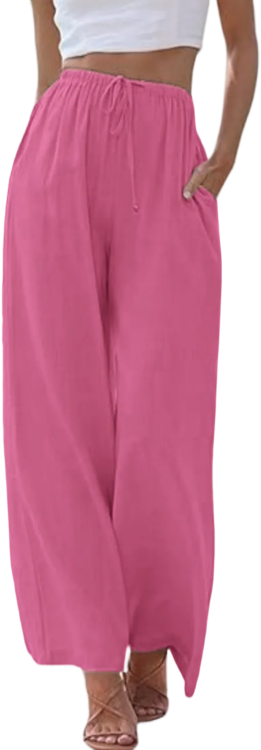 Women’s Wide Leg Palazzo Pants with Pockets – Lightweight Summer Trousers