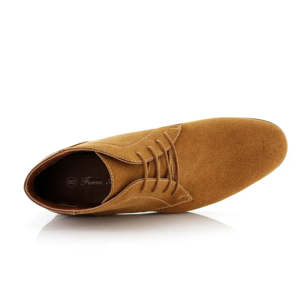 Polished Faux-Suede Suede Faux-Leather Chukka Boots
